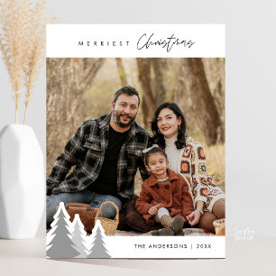 Moderne Outdoor-Weihnachtsfamilienfoto Postkarte
