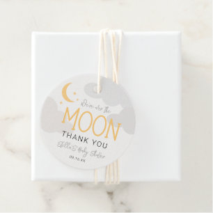 Moderne Over The Moon Baby Shower Geschenkanhänger