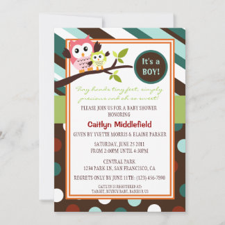 Moderne Owls Babydusche lädt ein Einladung