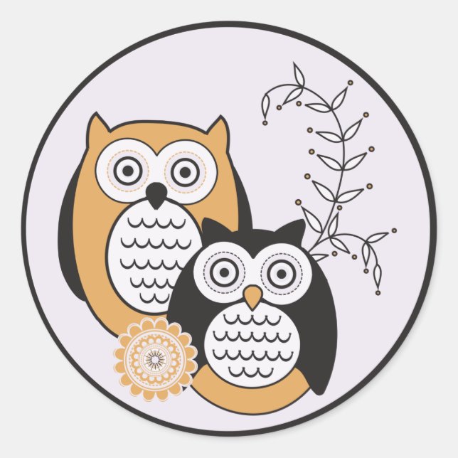 Moderne Owls Stickers (Vorderseite)