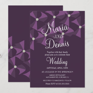 Moderne Oxalis-Blumen-Violette-Kleeblatt-Hochzeit Einladung