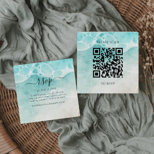 Moderne Ozean-Gezeiten-Hochzeit QR-Code-RSVP-Karte Begleitkarte