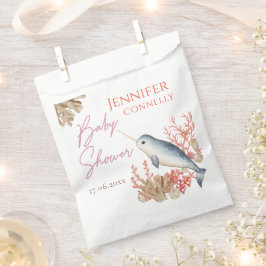 Moderne Ozeanbaby Narwhal & Aquarell Muscheln Geschenktütchen