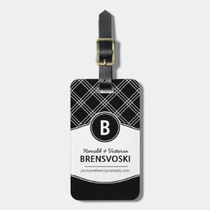 Moderne Paar-Schwarzweiss-Monogramm Gepäckanhänger