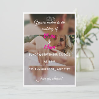 Moderne Paarfoto mit Hochzeitsringen Einladung