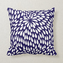 Moderne Paisley-Blume im Kobalt-Blau und dem Weiß Kissen