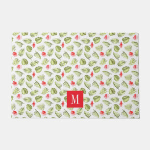 Moderne Palm Blätter Monogram Fußmatte