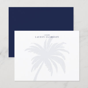 Moderne Palm Tree mit Navy Typografy Note Card Einladung