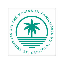 Moderne Palm Tree Silhouette Rücksendeadresse Permastempel