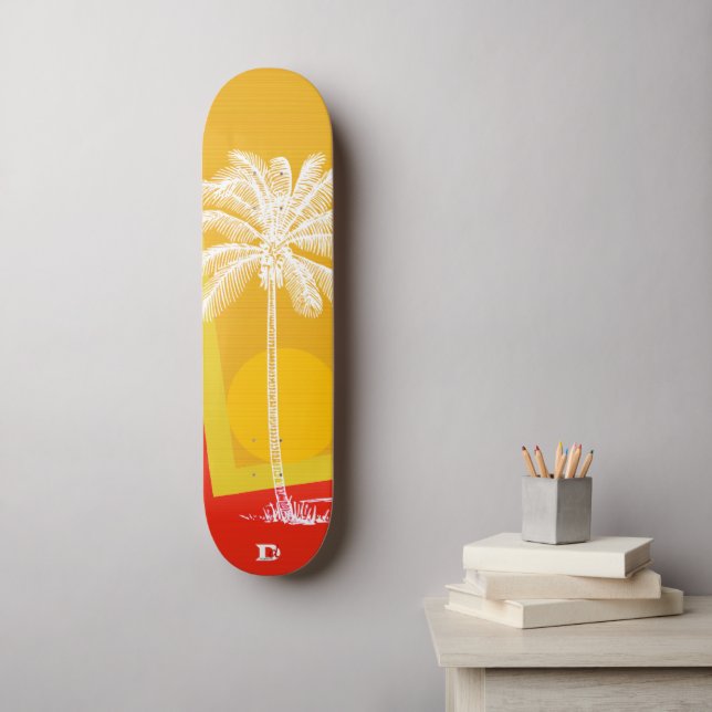 Moderne Palme in Sunset D Brand Skateboard (Wandkunst)
