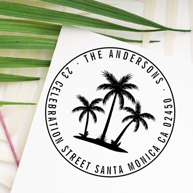 Moderne Palmen rund um die Rücksendeadresse von Fa Permastempel (Von Creator hochgeladen)