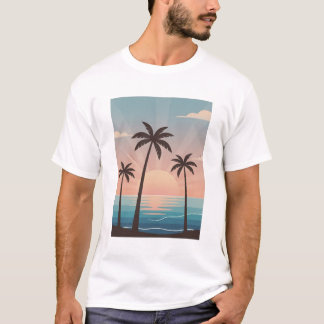 Moderne Palmenbaum-Sonnenuntergangs-Ästhetik-Lifes T-Shirt