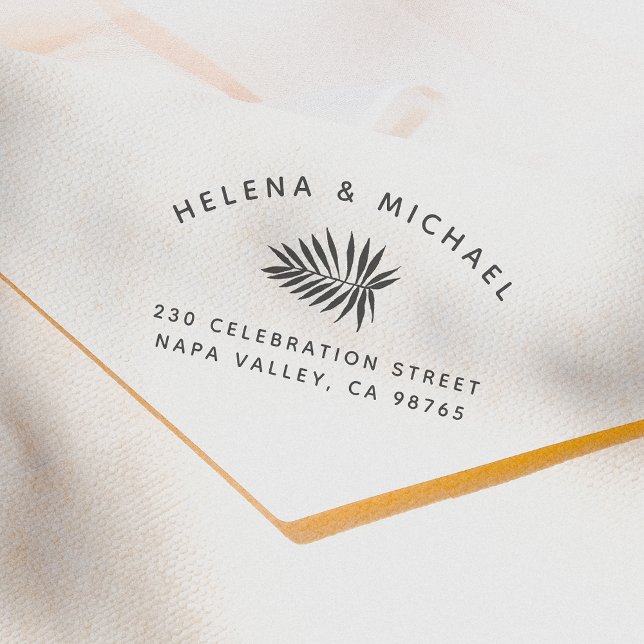 Moderne Palmenleaf-Rücksendeadresse Hochzeit Gummistempel (Von Creator hochgeladen)