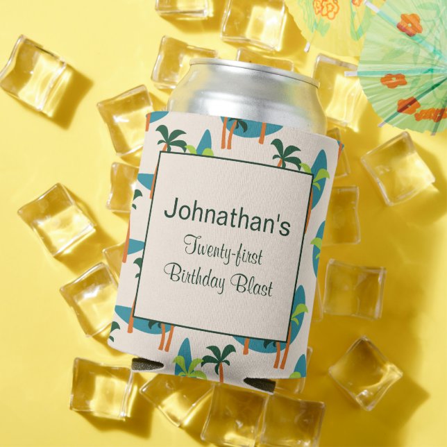 Moderne Palmenoase Mitte des Jahrhunderts Dosenkühler (In Situ Sommer)