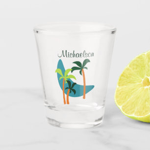 Moderne Palmenoase Mitte des Jahrhunderts Schnapsglas