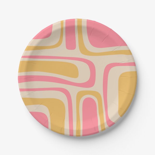 Moderne Palmsprings Retro Abstrakt Pappteller (Vorderseite)
