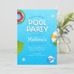Moderne Palmwedel Sommer-Poolparty-Einladung Einladung
