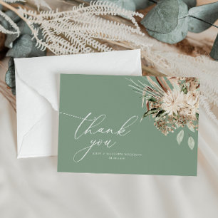 Moderne Pampas Gras Salbei Grüne Hochzeit Dankeskarte
