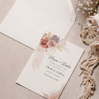 Moderne Pampas Grass Floral Script