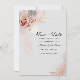 Moderne Pampas Grass Floral Script Save the Date