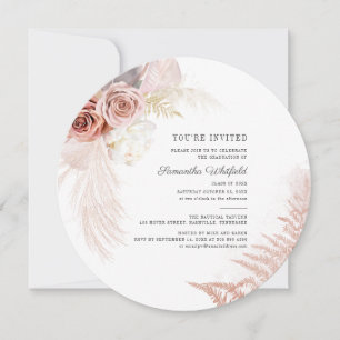 Moderne Pampas Grass Terracotta Graduation Party Einladung