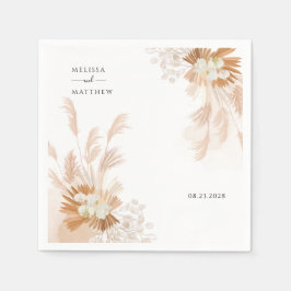 Moderne Pampas Grass Terracotta Hochzeitsempfang Serviette