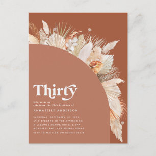 Moderne Pampasgras 30. Geburtstag Terrakotta Postkarte