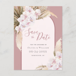 Moderne Pampasgras tropische Dusty-Rose Ankündigungspostkarte