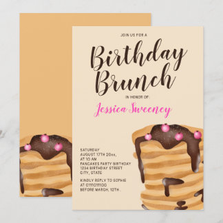 Moderne Pancake Geburtstagsbrunch-Illustration Einladung