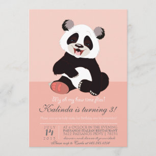 Moderne Panda-Bärn-Rosa-Einladung Einladung