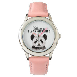 Moderne Panda schwarz und weiß mit Zitat Armbanduhr