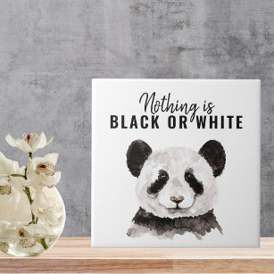 Moderne Panda schwarz und weiß mit Zitat Fliese