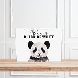 Moderne Panda schwarz und weiß mit Zitat Fotoblock
