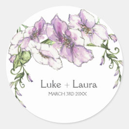 Moderne Pansy Wedding Runder Aufkleber