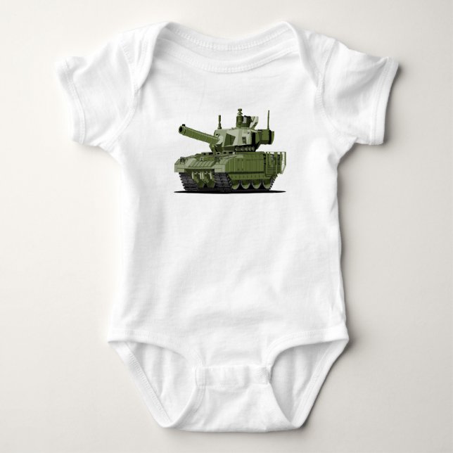 Moderne Panzer Cartoon Baby Strampler (Vorderseite)