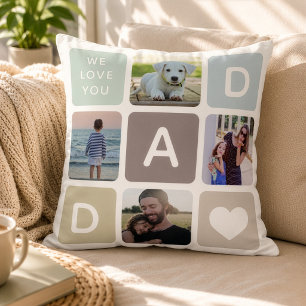 Moderne Papa-Fotocollage Vatertag Hübsche Familie Kissen
