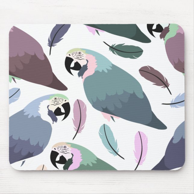 Moderne Papageien Tropisches Muster  Mousepad (Vorne)