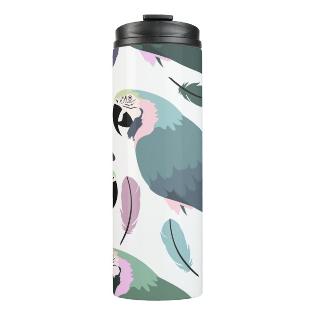 Moderne Papageien Tropisches Muster  Thermosbecher (Vorderseite)