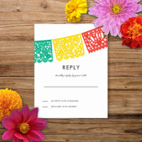 Moderne Papel Picado Replik Card | HochzeitsrSVP