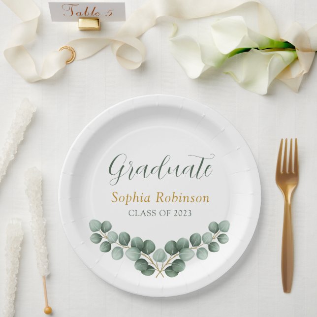 Moderne Papierplatte der Eukalyptus Graduation Par Pappteller (Hochzeit)