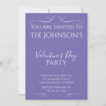 Moderne Party Einladung Lila Valentinstag