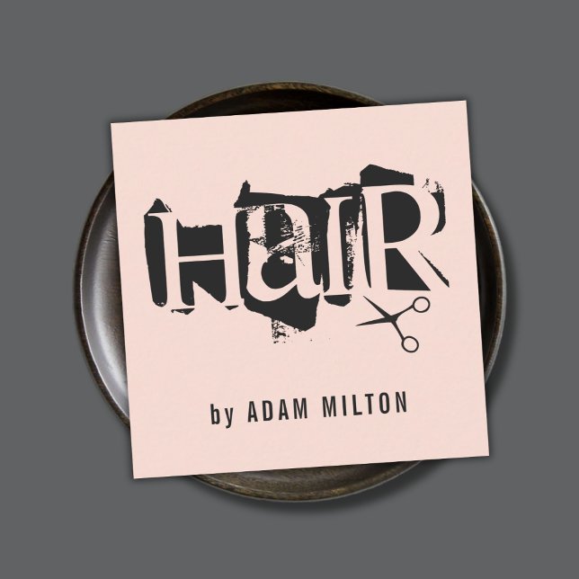 Moderne Pastel Black Scissors Friseur Stylist Quadratische Visitenkarte (Von Creator hochgeladen)