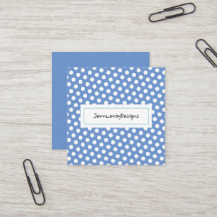 Moderne Pastel Blue White Polka Dots Chic Quadratische Visitenkarte