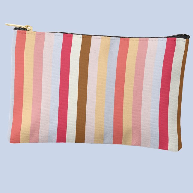 Moderne Pastel Candy Stripe Zubehörtasche (Modern pastel candy stripe zip bag)