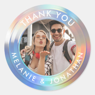 Moderne Pastel Custom Holographic Wedding Vielen D Runder Aufkleber