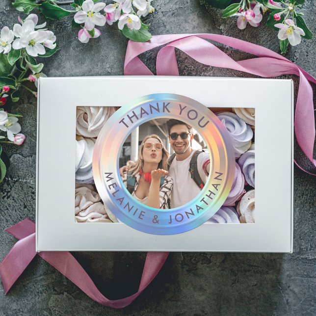 Moderne Pastel Custom Holographic Wedding Vielen D Runder Aufkleber (Von Creator hochgeladen)