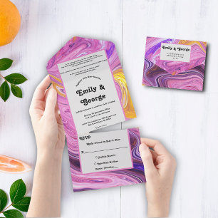 Moderne Pastel farbenfrohe Galaxie Abstrakte Hochz All In One Einladung