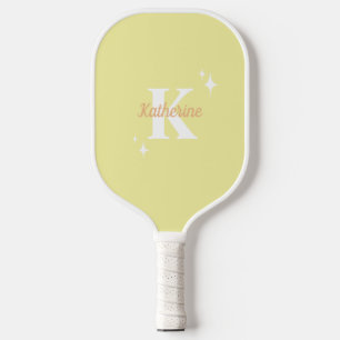 Moderne Pastel Gelbe Mit Monogramm Feminine Pickleball Schläger