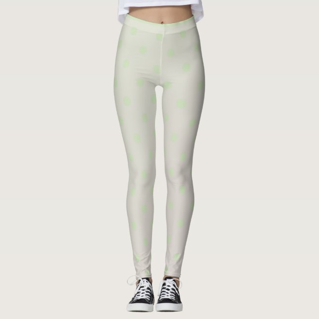 Moderne Pastel Green Polka Dot Leggings (Vorderseite)
