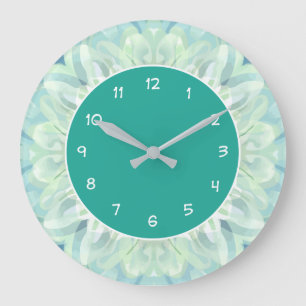 Moderne Pastel Grüne Muster Küchenmauer Große Wanduhr